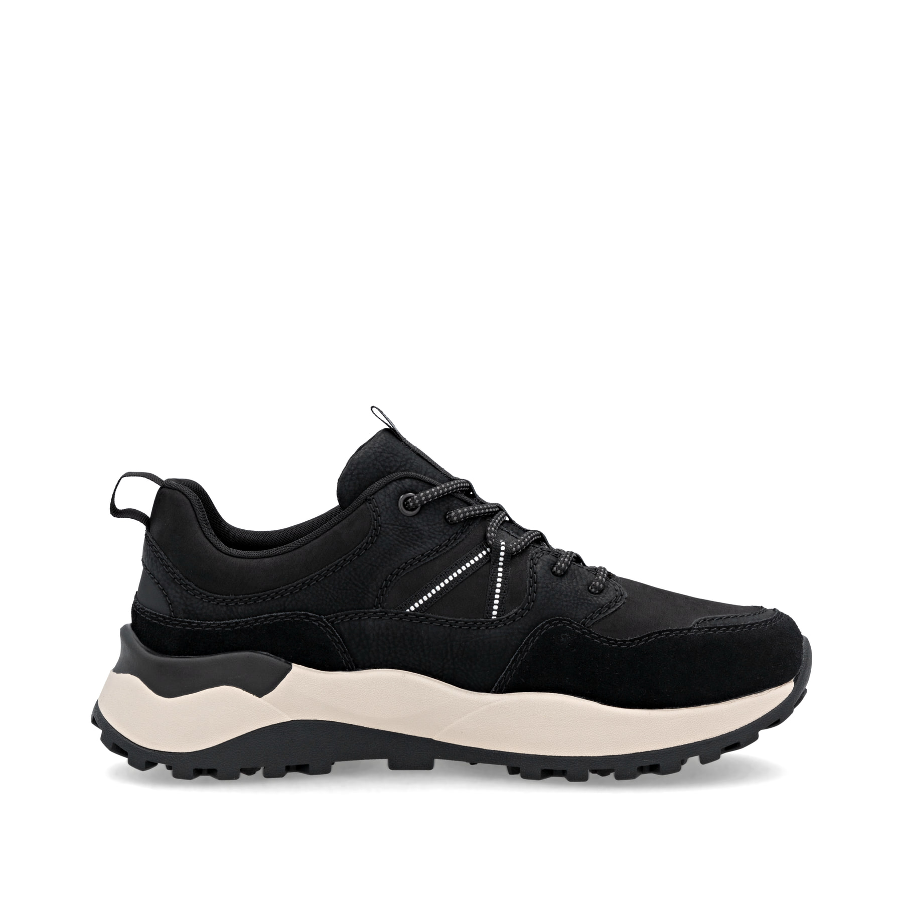 Baskets basses Rieker noires pour homme U1301-02 avec membrane RiekerTEX. Intérieur de la chaussure.