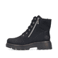 Schwarze Rieker Damen Schnürstiefel 76720-00 mit einem Reißverschluss. Schuh Außenseite.