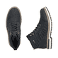 Schwarze Rieker Herren Schnürstiefel F3800-00 mit wasserabweisender TEX-Membran. Schuh von oben, liegend.
