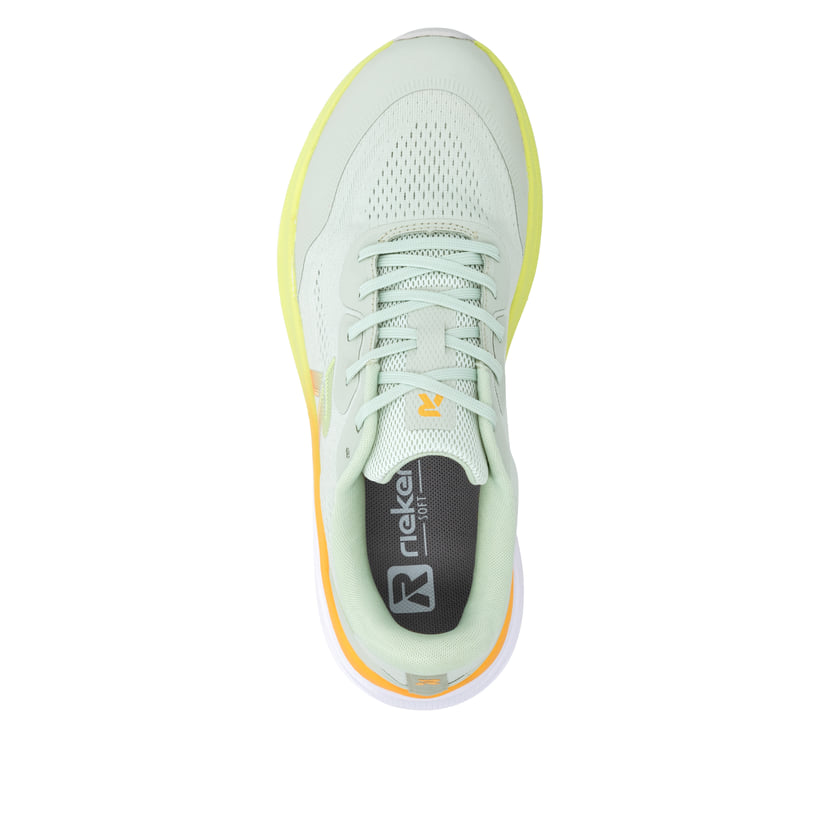 Grüne Rieker Sport Damen Sneaker Low W4102-52. Schuh von oben.