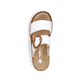 Weiße Rieker Damen Pantoletten 60894-80 mit trendigen Schnalle. Schuh von oben.