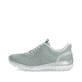 Mintgrüne Rieker Damen Slipper L3262-52 mit easy Hineinschlüpf-Möglichkeit. Schuh Außenseite.