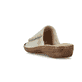 Hellbeige Rieker Damen Pantoletten 60896-62 mit einem Klettverschluss. Schuh von hinten.