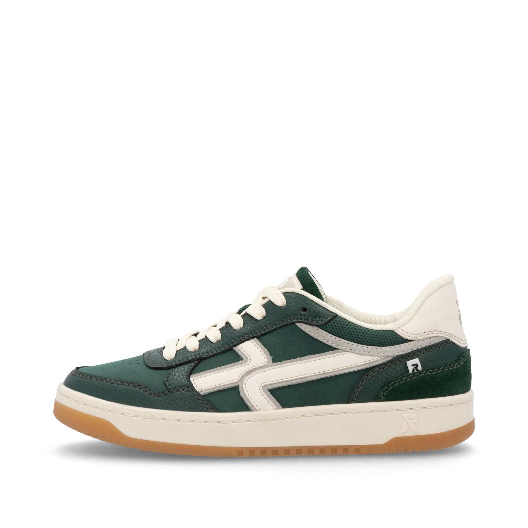 Baskets basses Rieker vertes pour femme W1900-54 avec semelle durable. Côté extérieur de la chaussure.