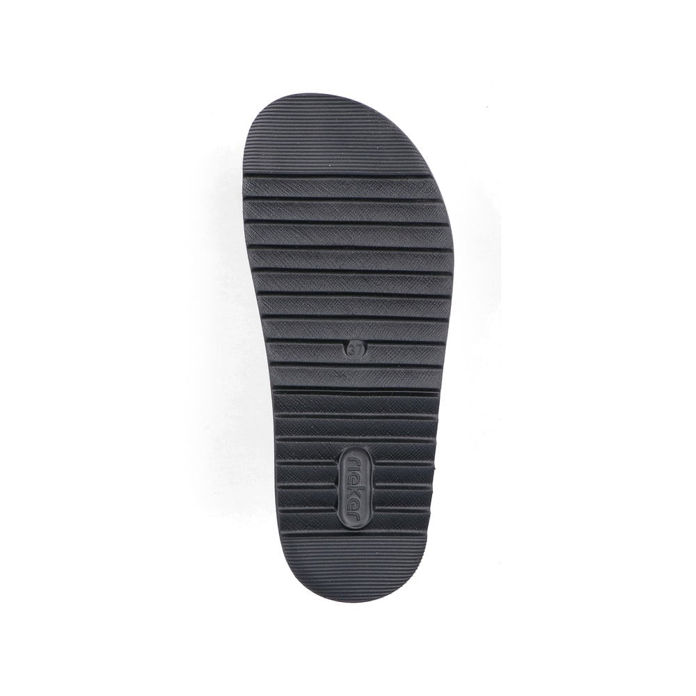 Mules Rieker noires pour femme V5650-00 avec boucle tendance. Semelle extérieure de la chaussure.