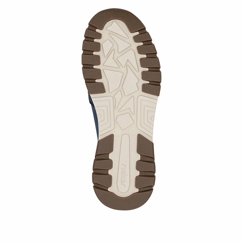 Blaue Rieker Herren Slipper B9350-15 mit einem Gummizug sowie der Extraweite H. Schuh Laufsohle.