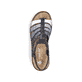 Blaue Rieker Damen Riemchensandalen V2875-90 mit einem Gummizug. Schuh von oben.