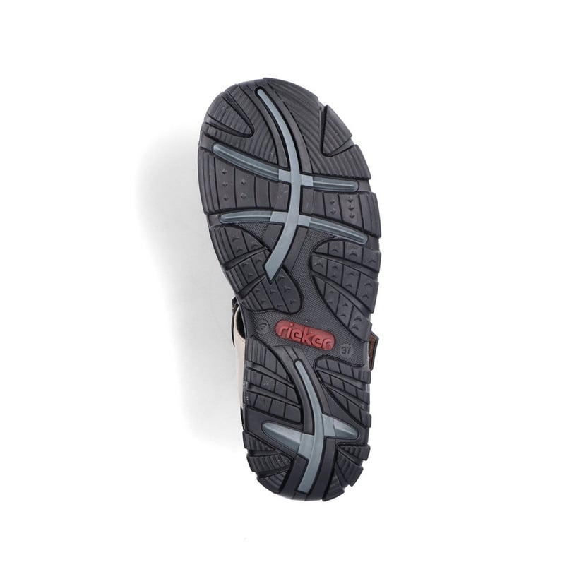 Weiße Rieker Damen Trekkingsandalen 68851-80 mit einem Klettverschluss. Schuh Laufsohle.