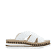 Weiße Rieker Damen Pantoletten V7989-80 mit einem Gummizug. Schuh Innenseite.
