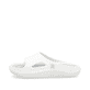 Weiße Rieker Damen Pantoletten W3450-80 mit ultraleichter und flexibler Sohle. Schuh Außenseite.