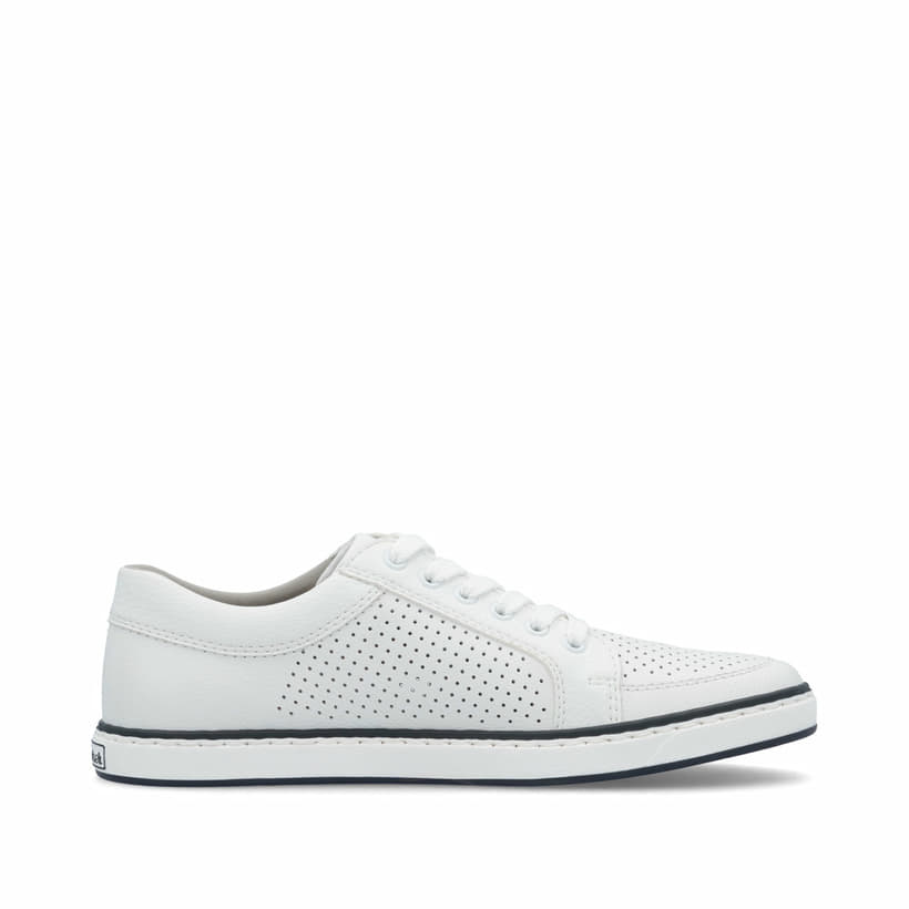 Weiße Rieker Herren Schnürschuhe 19603-80 mit modernen Ziernähten. Schuh Innenseite.