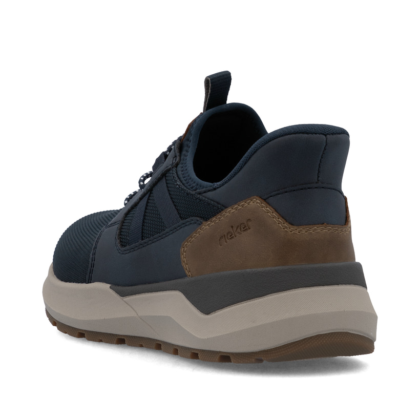 Blaue Rieker Herren Slipper 06051-14 mit Ready2GO easy in Feature sowie Gummizug. Schuh von hinten.