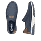 Mocassins Rieker bleus pour homme B9350-14 avec bande élastique. Chaussure vue de dessus, couchée.
