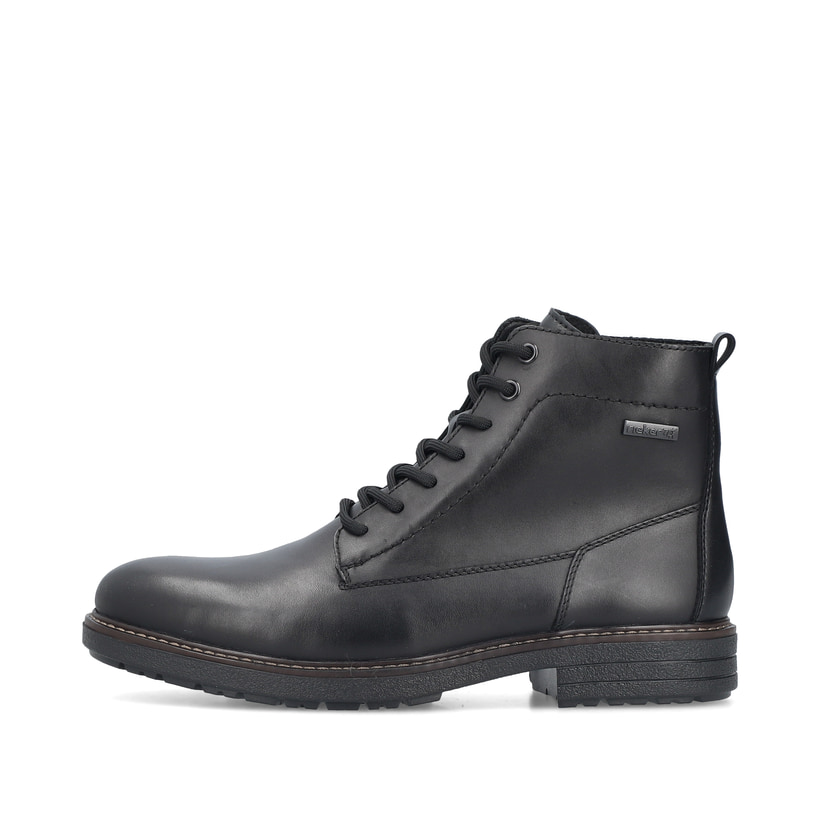 Schwarze Rieker Herren Schnürstiefel 33143-00 aus Glattleder. Schuh Außenseite.
