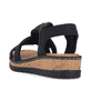 Sandales à lanières Rieker noires femme V4161-00 avec bande élastique. Chaussure vue de l'arrière.