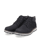 Schwarze Rieker Herren Schnürstiefel 38419-00 mit wasserabweisender TEX-Membran. Schuhpaar seitlich schräg.