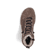 Dunkelbraun-schwarze Rieker Damen Schnürstiefel 45912-25 mit Anflechter-Naht. Schuh von oben.