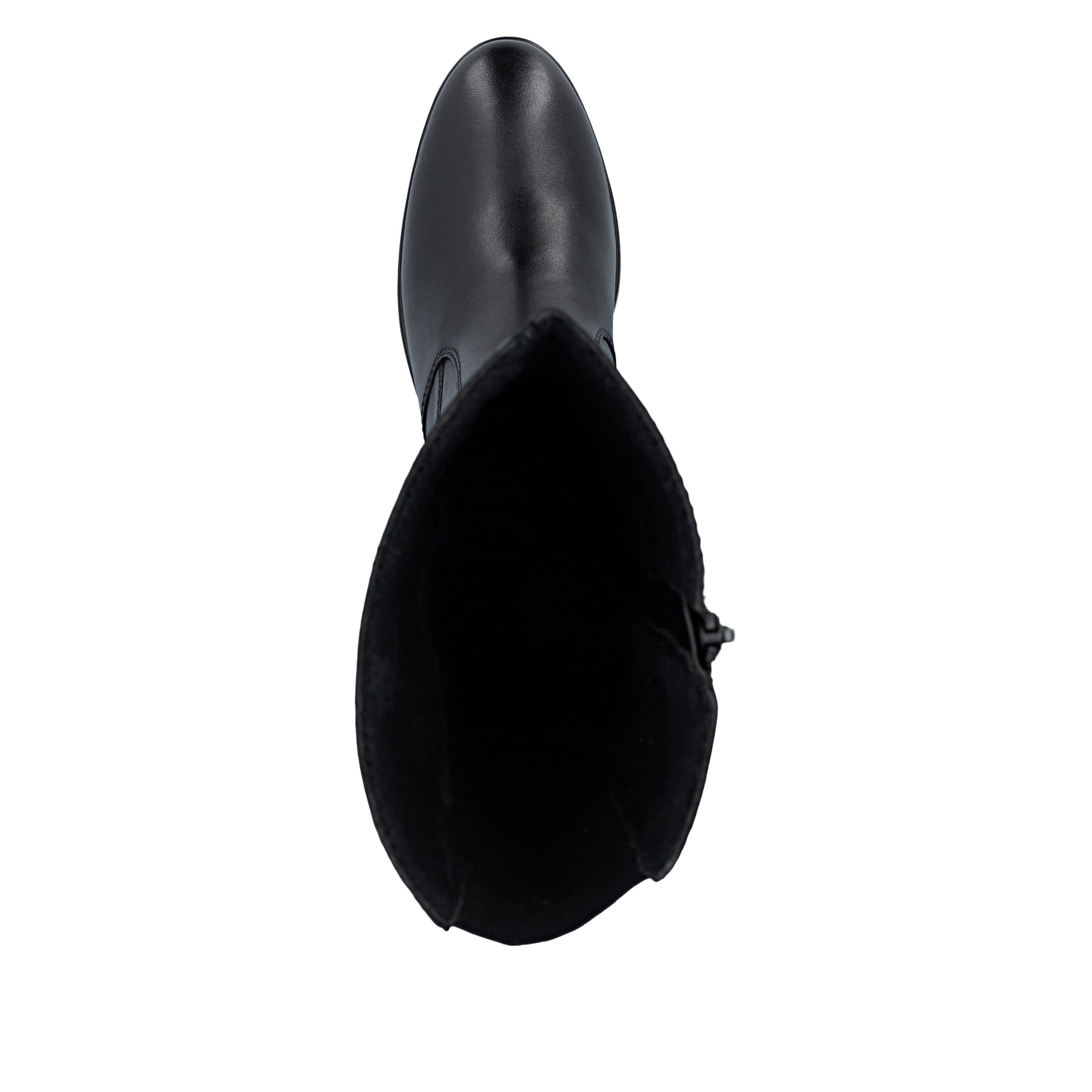 Schwarze Rieker Damen Hochschaftstiefel 73955-00 aus Glattleder. Schuh von oben.