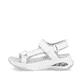 Weiße vegane Rieker Damen Trekkingsandalen W3151-80 mit einem Klettverschluss. Schuh Außenseite.