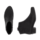 Schwarze Rieker Damen Stiefeletten Y0762-00 mit einem Reißverschluss. Schuh von oben, liegend.