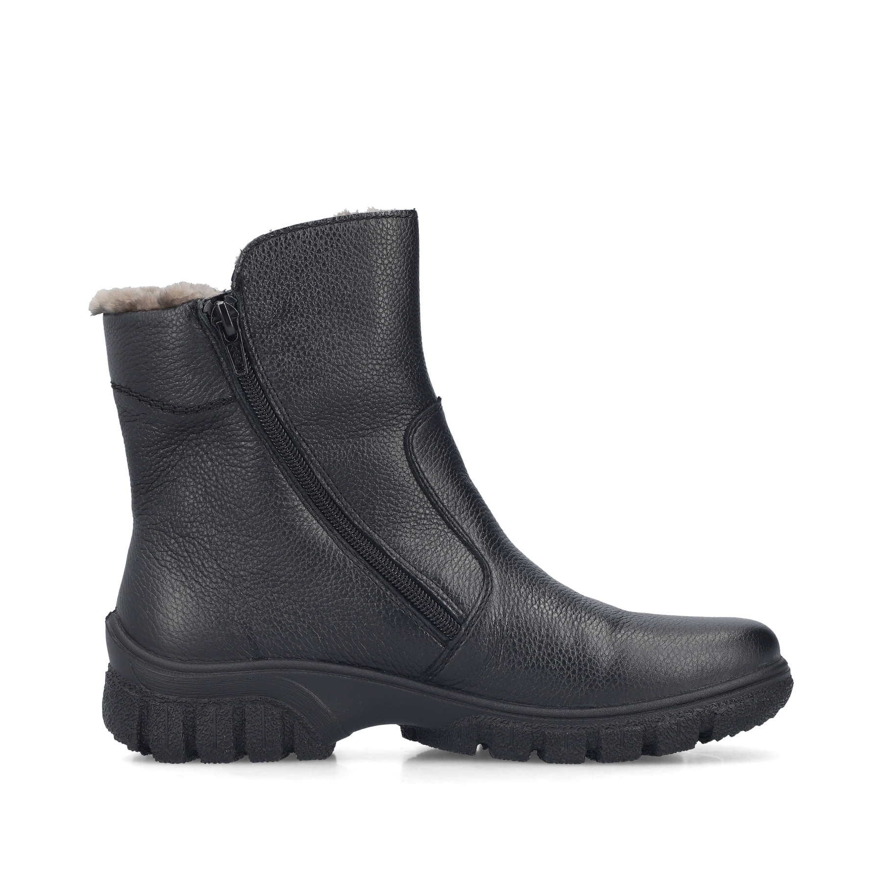 Schwarze Rieker Damen Kurzstiefel Z7263-00 aus Glattleder. Schuh Innenseite.