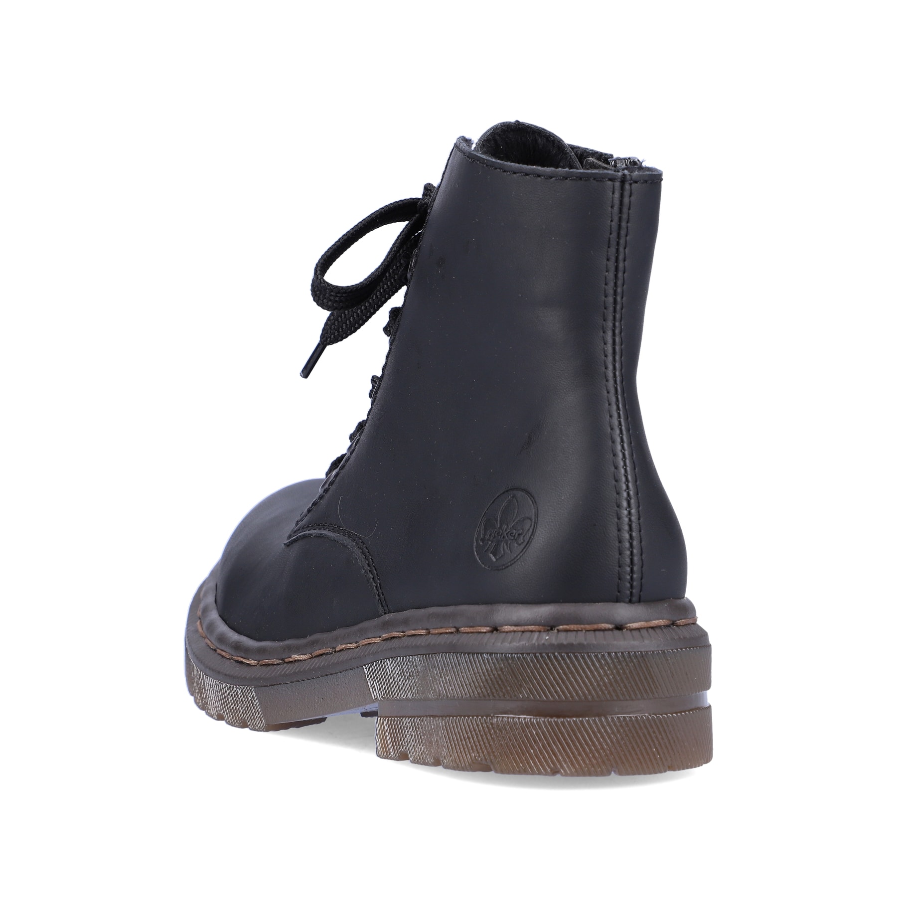 Tiefschwarze Rieker Damen Schnürstiefel 78240-00 mit Schnürung und Reißverschluss. Schuh von oben