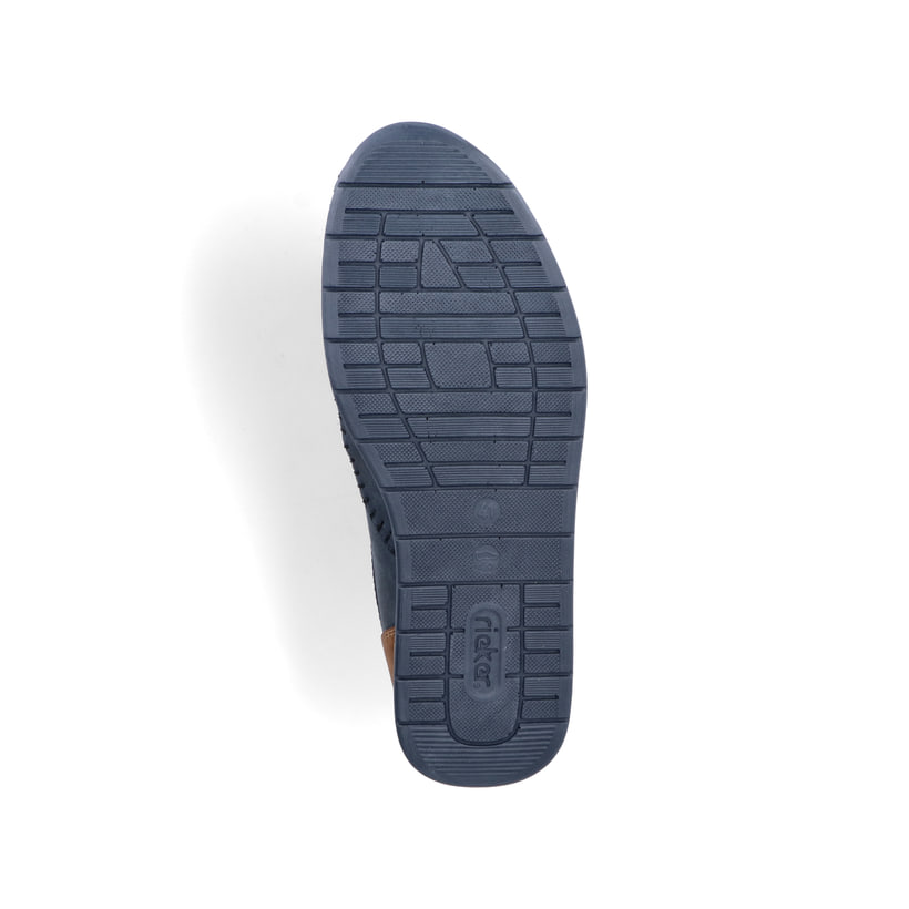 Blaue Rieker Herren Slipper 11954-14 mit einem Gummizug sowie Komfortweite G 1/2. Schuh Laufsohle.