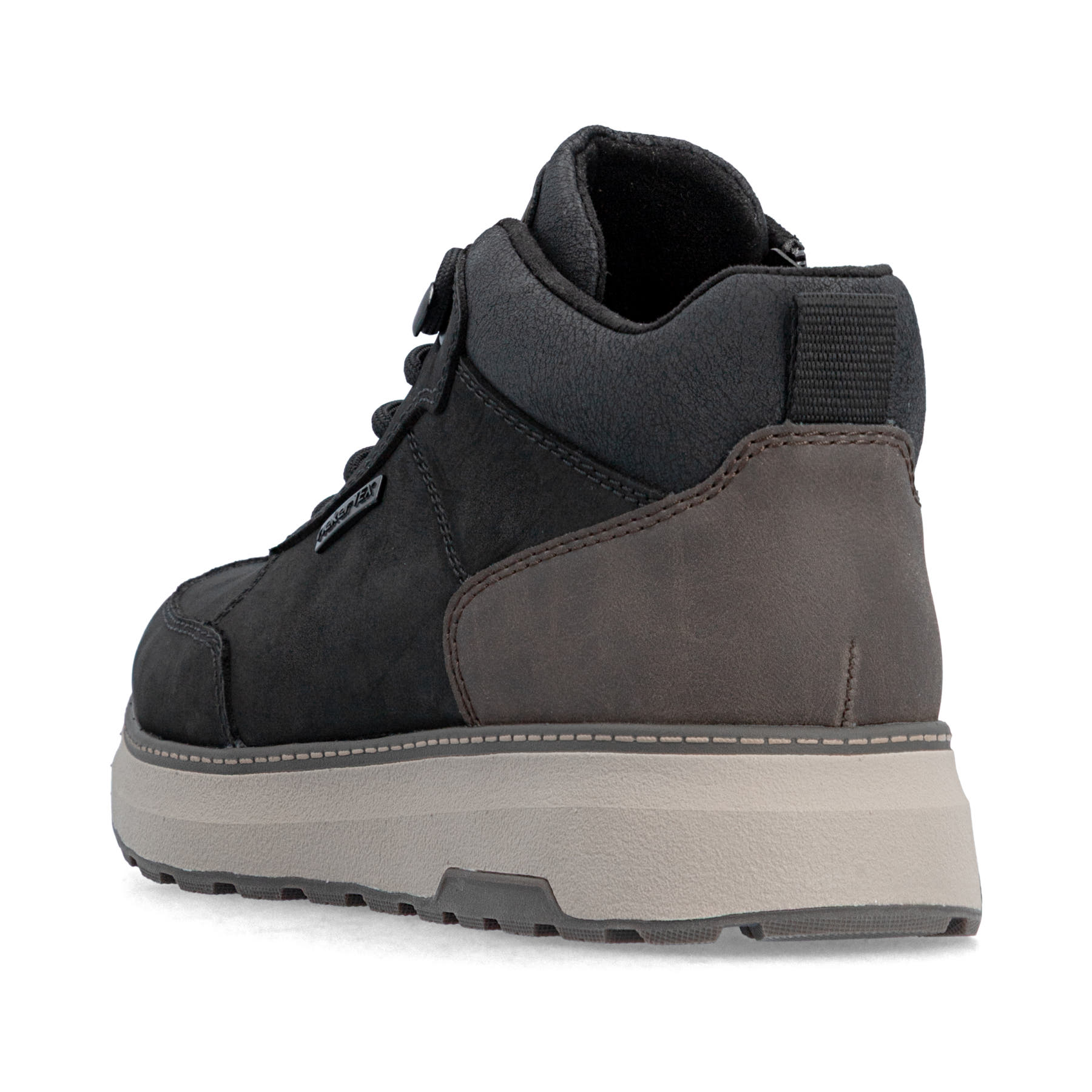 Schwarze Rieker Herren Sneaker High B5501-00 aus Rauleder. Schuh von hinten.