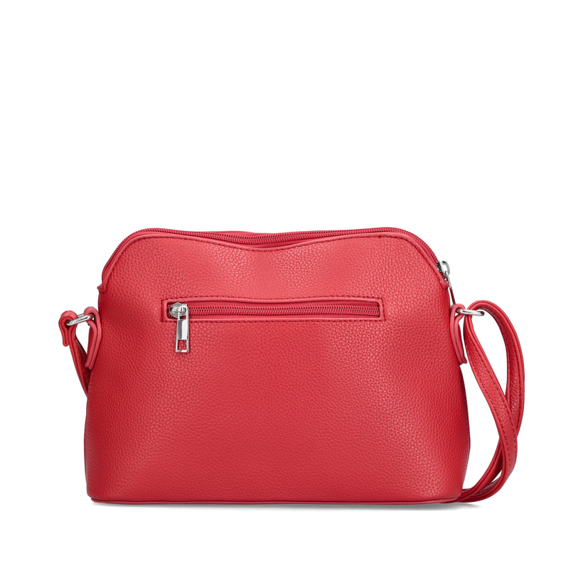 Sac à main Rieker H1031-33 rouge avec fermeture éclair et bandoulière ajustable. Côté gauche.