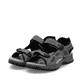 Graue Rieker Herren Trekkingsandalen 26955-42 mit einem Klettverschluss. Schuhpaar seitlich schräg.