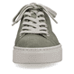 Grüne Rieker Damen Sneaker Low N59W2-52 mit einer Schnürung sowie Krokodiloptik. Schuh von vorne.
