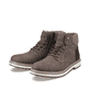 
Tabakbraune Rieker Herren Schnürstiefel F3812-25 mit einer robusten Profilsohle. Schuhpaar schräg.
