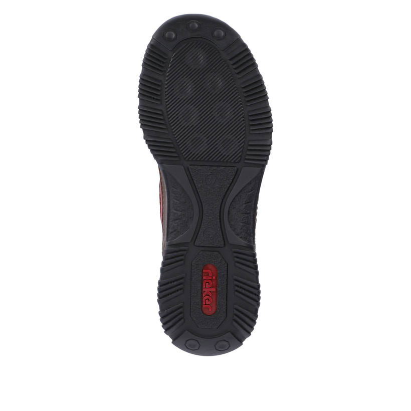Schwarze Rieker Damen Slipper N3277-25 mit Reißverschluss sowie einer leichten Sohle. Schuh Laufsohle