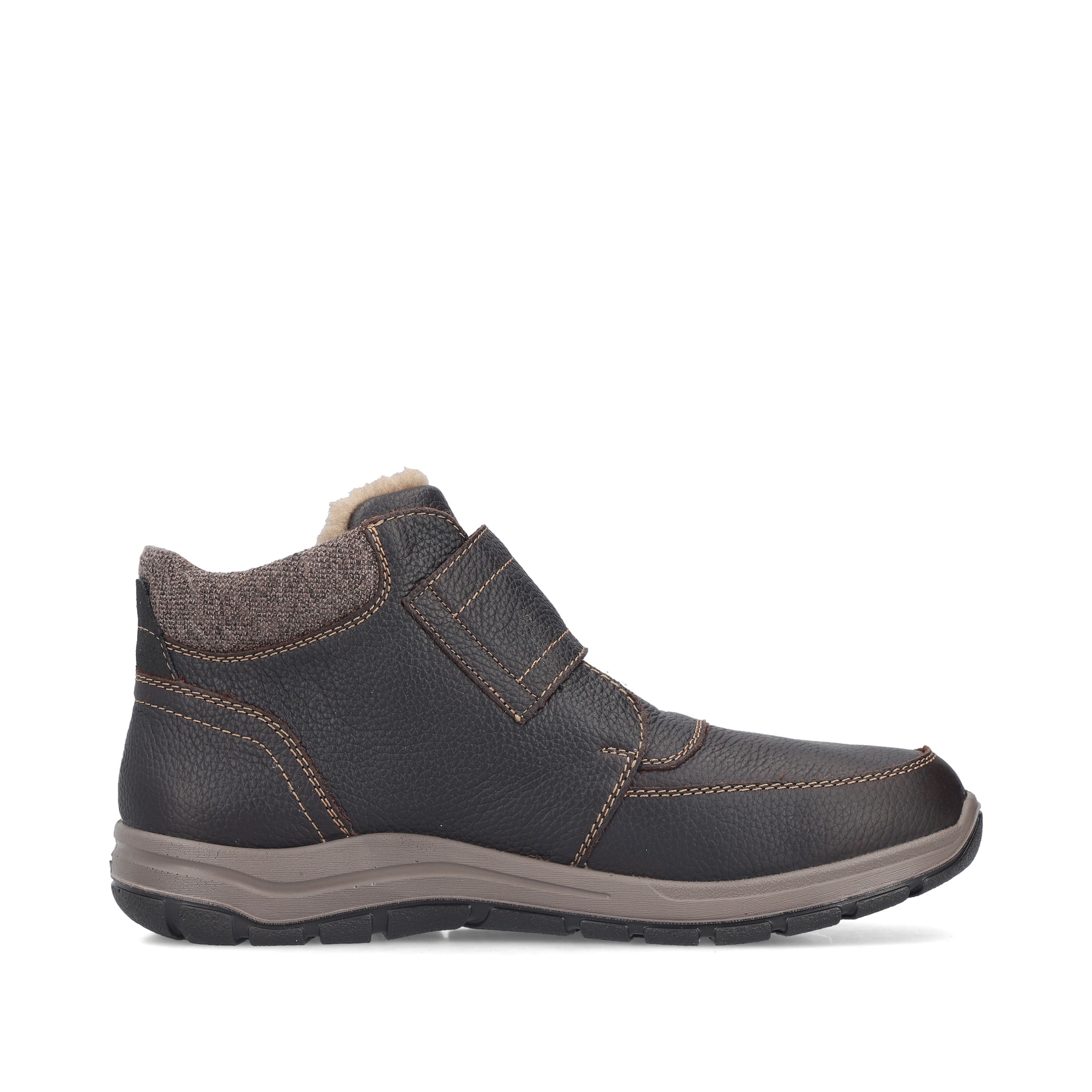 Dunkelbraune Rieker Herren Kurzstiefel 03680-25 aus Glattleder. Schuh Innenseite.