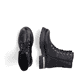 
Nachtschwarze Rieker Damen Biker Boots Z9133-00 mit Schnürung und Reißverschluss. Schuhpaar von oben.