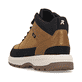 Goldgelb-braune Rieker Herren Schnürstiefel U1670-68 mit einer Schnürung. Schuh von hinten.