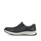 Blaue Rieker Herren Slipper 14363-14 mit einem Gummizug sowie der Extraweite H. Schuh Außenseite.