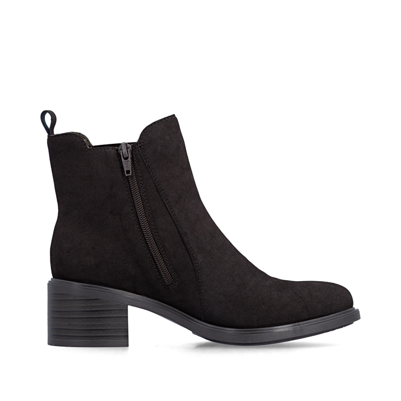 Chelsea Boots Rieker marron pour femmes 74160-25 avec fermeture éclair. Côté intérieur de la chaussure.