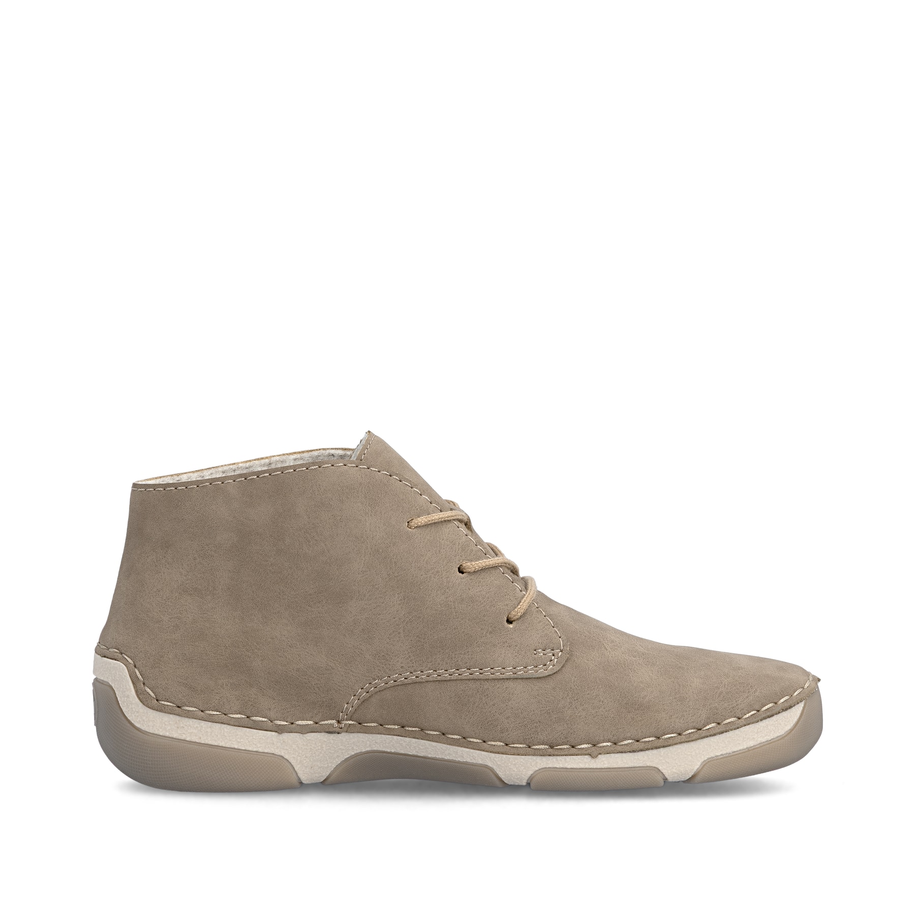 Beige Rieker Damen Schnürstiefel 55929-64 mit modernen Ziernähten. Schuh Innenseite.