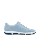 Blaue Rieker Damen Schnürschuhe 42424-10 mit runden Ziernähten. Schuh Innenseite.