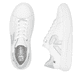 Weiße Rieker Damen Sneaker Low W1204-82 mit einer Schnürung. Schuh von oben, liegend.
