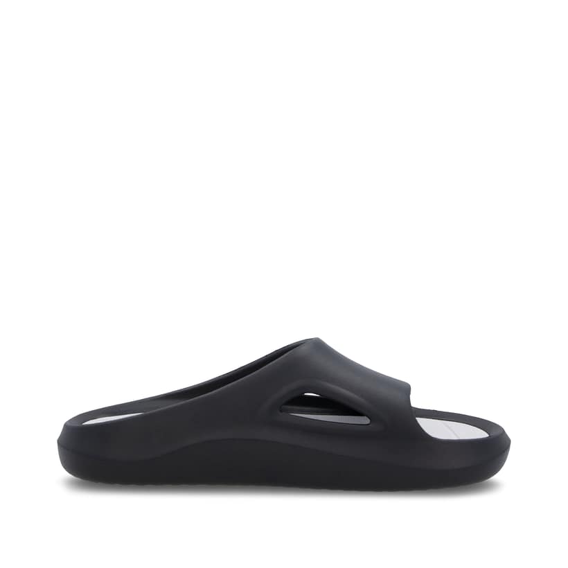 Schwarze Rieker Herren Pantoletten U3450-00 mit einer ultraleichten Sohle. Schuh Innenseite.