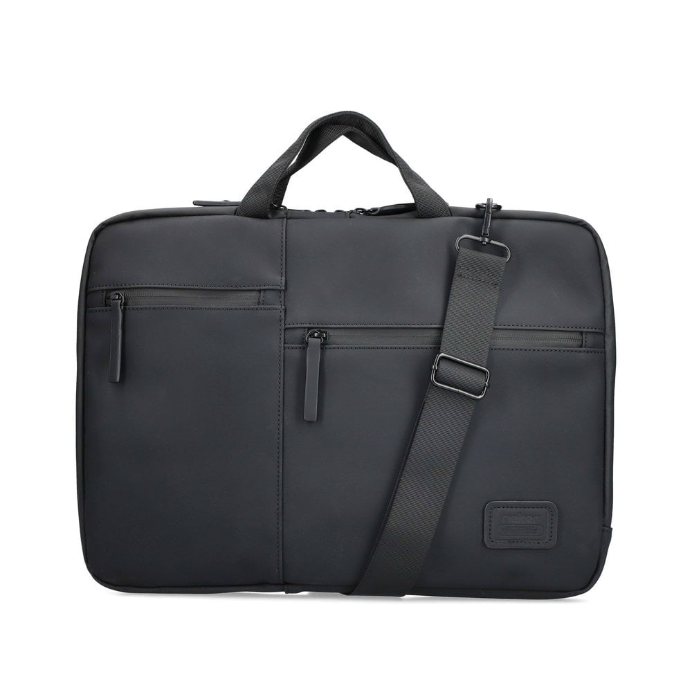Rieker Laptoptasche H5000-00 in Schwarz mit viel Stauraum, abnehmbaren Schulterriemen und Reißverschluss. Vorderseite.