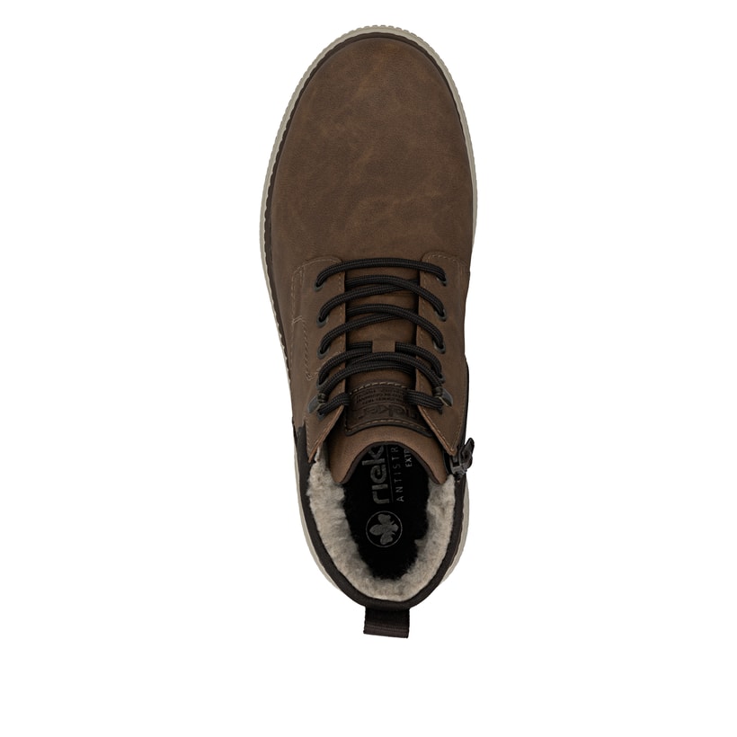 Bottes à lacets Rieker marron pour homme B3302-24 avec membrane RiekerTEX. Chaussure vue de dessus.