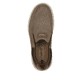 Braune Rieker Herren Slipper 17368-25 mit einem Gummizug sowie der Extraweite H. Schuh von oben.