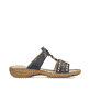 Blaue Rieker Damen Pantoletten 60842-14 mit einem Klettverschluss. Schuh Innenseite.