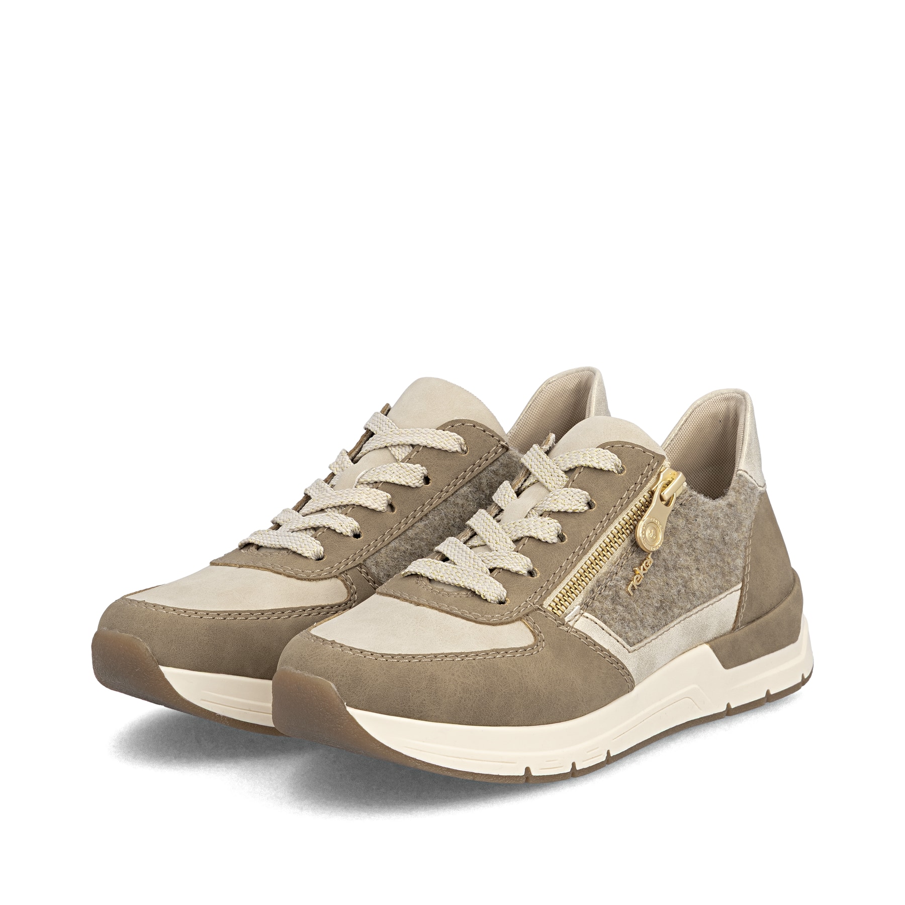 Magentafarbene Rieker Damen Schnürschuhe 58822-31 mit einem Reißverschluss. Schuh Außenseite gespiegelt.