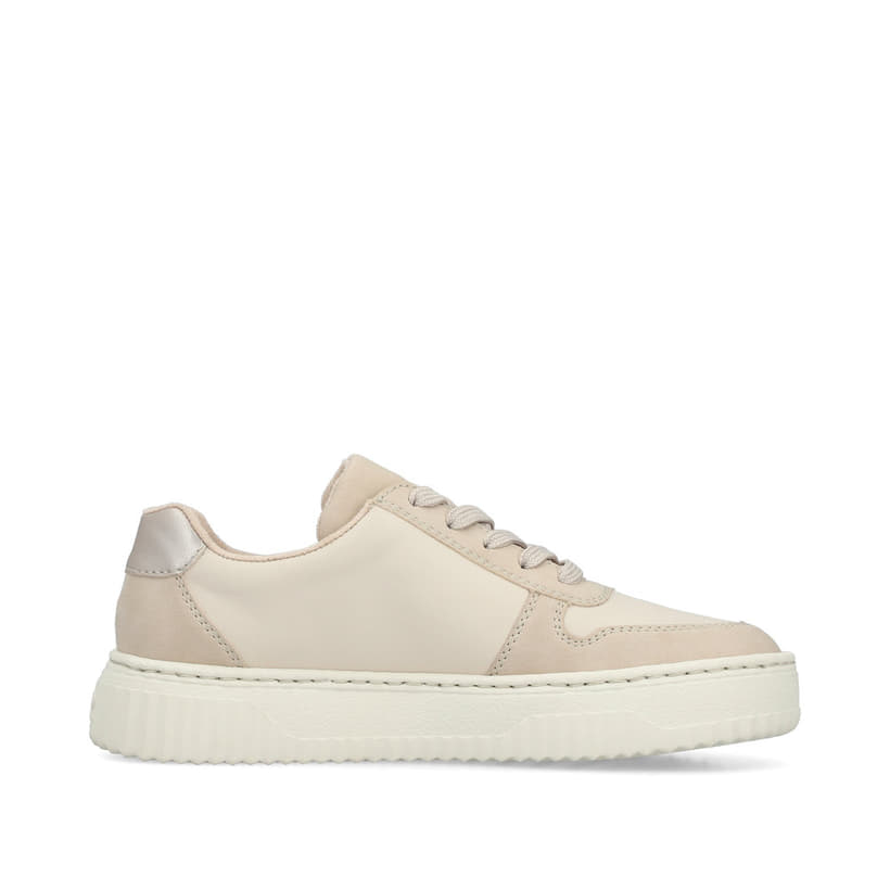 Beige Rieker Damen Sneaker Low N9909-60 mit einem Reißverschluss. Schuh Innenseite.