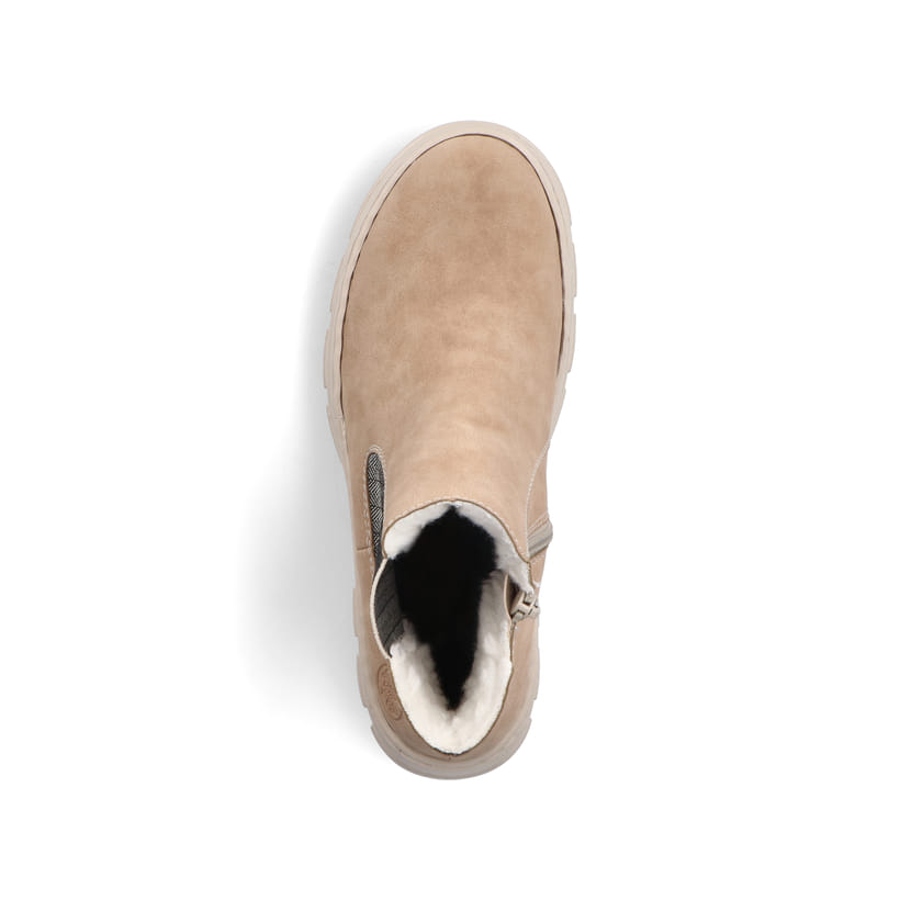 Beige Rieker Damen Chelsea Boots Z7465-60 mit einer flexiblen und ultra leichten Sohle. Schuh von oben