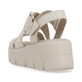 Beige Rieker Keilsandaletten W1550-60 mit ultra leichter und flexibler Sohle. Schuh von hinten.